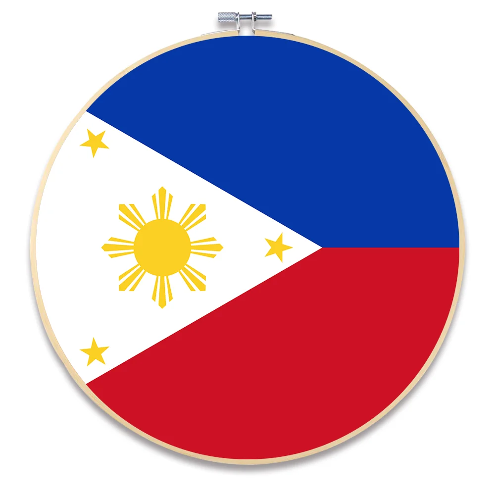 Philippines Уникальный современный круглый бамбуковый обруч рамка свиток живопись национальный флаг стены искусства для гостиной Декор стены картина холст живопись - Цвет: Philippines