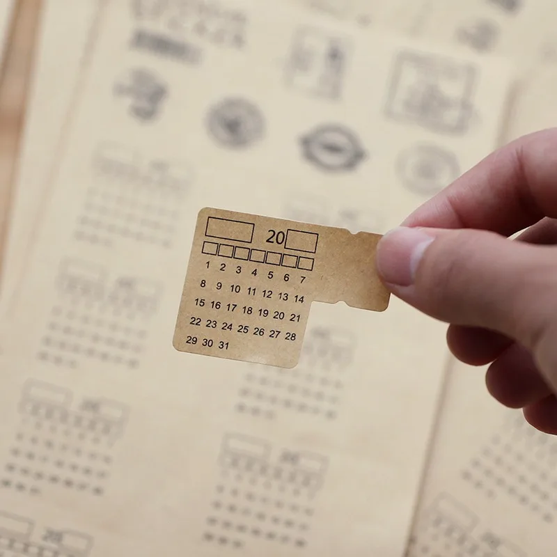 

Kraft Paper Monthly Calendar Stickers Adhesive Daily Notebook Index Label Sticker Planner Accessory Bookmarks Escolar Stationery