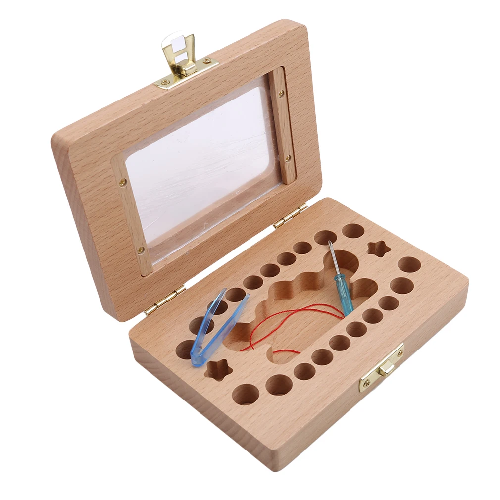 Простой стиль деревянная детская фоторамка сохранение лиственных зубов коробка для новорожденных коллекция зубов коробка на память