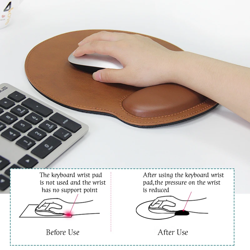 Leather Mouse Pad Ergonomic Memory Foam Keyboard Mat Wrist Support Suitable for Office and home Waterproof Surface mouse pad