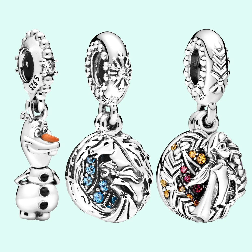 Pandora 925 Sterling Silver Disney Olaf ,Anna ,Elsa and Nokk Charm with Pendant Fit Original Bracelet DIY - AliExpress