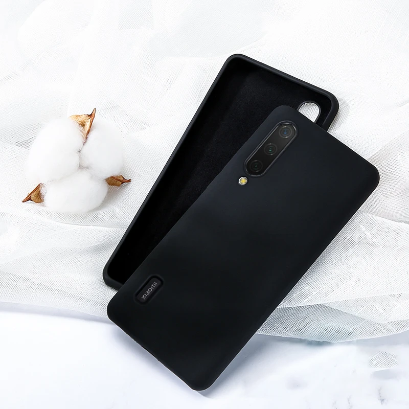 Мягкий жидкий силиконовый чехол RedMi Note 7 8 7A K20 Pro 8A для Xiaomi Mi 9 8 SE A2 A3 9T Pro Lite Mix 3 2s Матовый силиконовый чехол - Цвет: Black