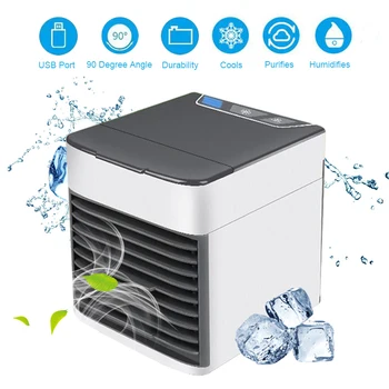 

USB Portable Air Conditioner Home Desktop Small Refrigeration Air Conditioner Portable 7 Color LED Digital Display Air Cooler
