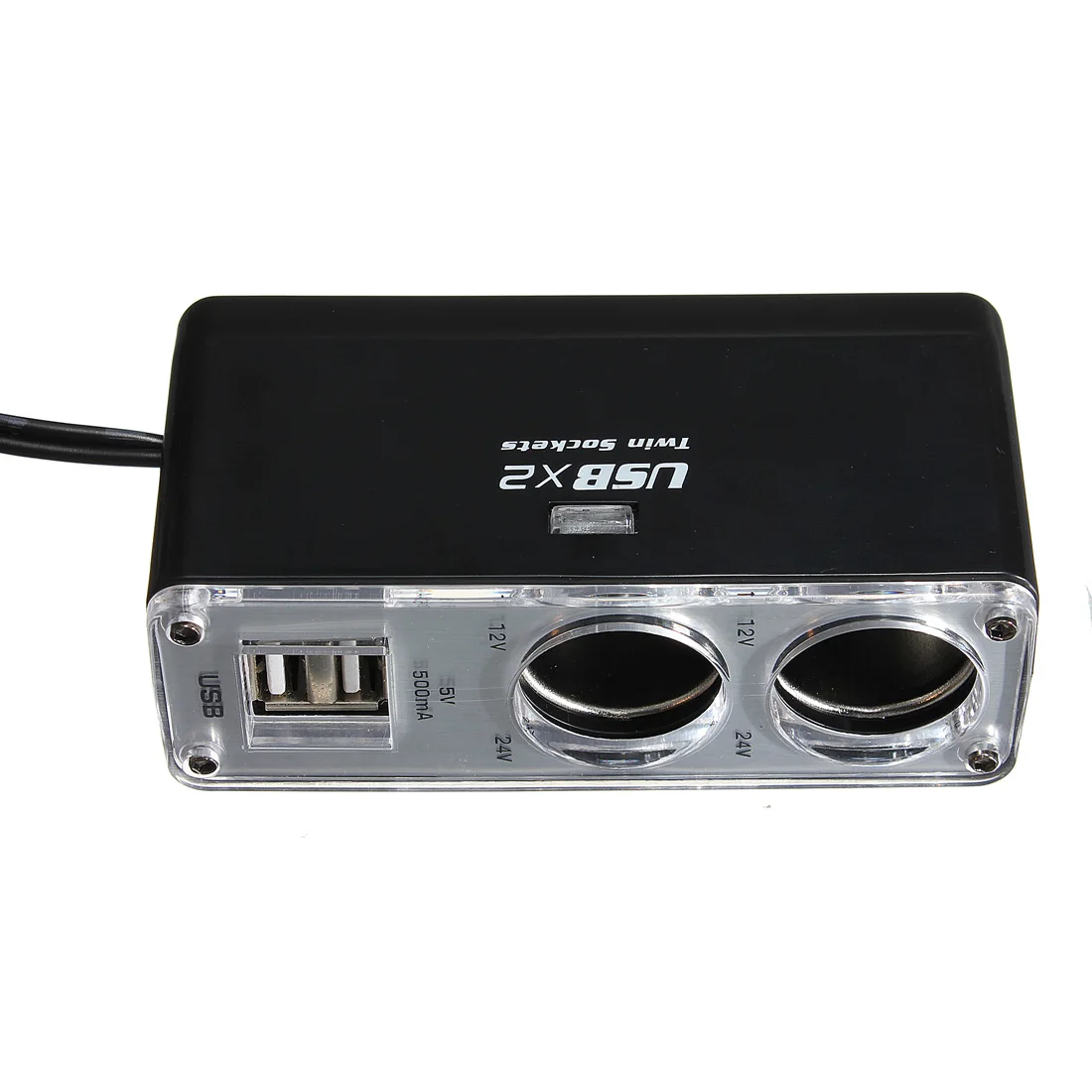 Auzan DC 12-24 в гнездо прикуривателя USB 2 порта 2 способа автомобильного питания прикуривателя разъем сплиттер адаптер зарядное устройство Черный