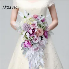 Bridal Bouquet Artificial Flower Water Drops Waterfall Wedding Bouquet Bridal Holding Flowers Bridesmaid Bouquet SPH024