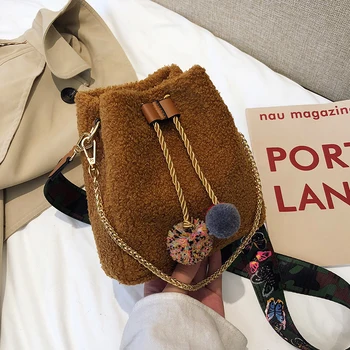 

Plush Handbag Louis Brand Casual Fashion Broadband Shoulder Slant Bucket Bag Luxury Tote Women Purse Designer Luis Vuiton Cc Gg