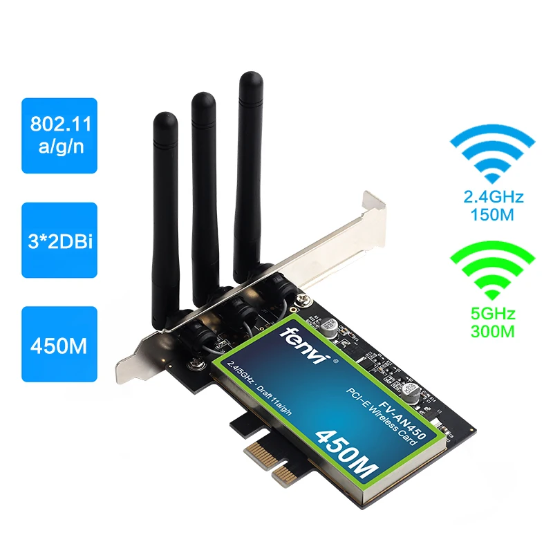 Настольный PCI Wifi адаптер 450 Мбит/с Двухдиапазонная беспроводная сетевая карта 802.11a/g/n с чипы Intel с 2,4/5 ГГц для ПК компьютера