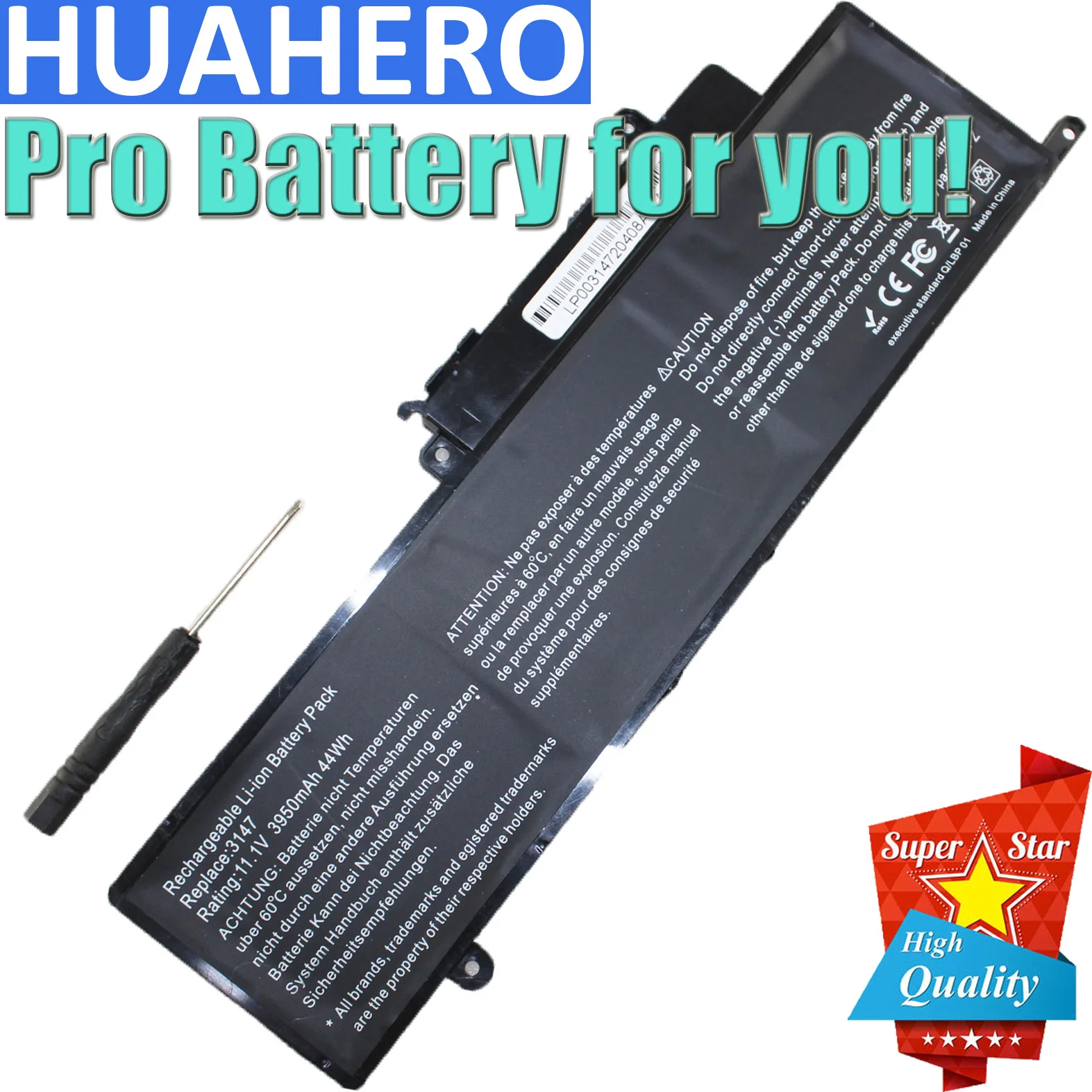 Аккумулятор для ноутбука HUAHERO Dell Inspiron 11 дюймов 3147 3148 3152 3153 3157 3158 13 7347 7348 7352 7353 7359 15