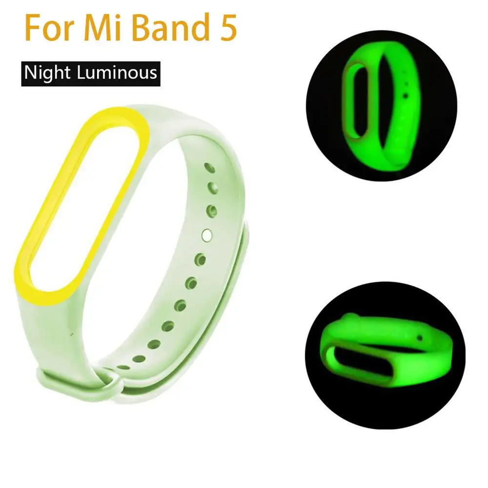Ночной светящийся ремешок для Mi Band 5 спортивный силиконовый часов xiaomi mi band |