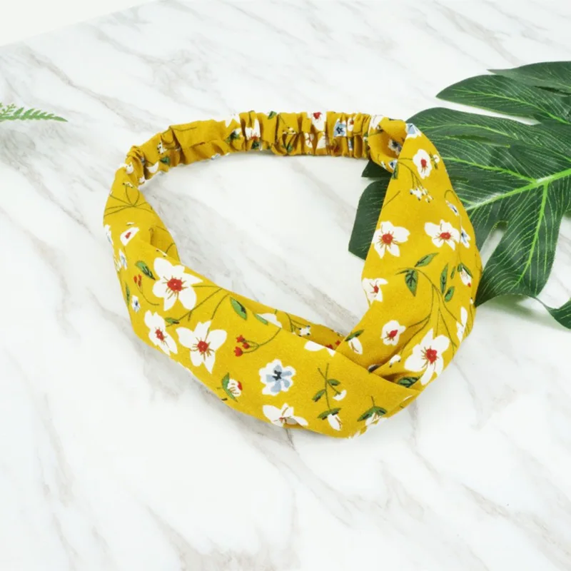 yellow flower Классическая Женская замшевая повязка на голову; сезон весна-осень; Винтажные эластичные резинки для волос; мягкая однотонная повязка для волос для девочек; аксессуары для волос - Цвет: yellow flower