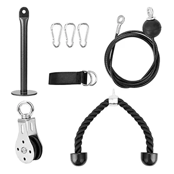 

1set Home Workout Fitness Pulley Cable System Hand Training Equipment Portable DIY Bicep Curls Sport Stainless Steel Extensions