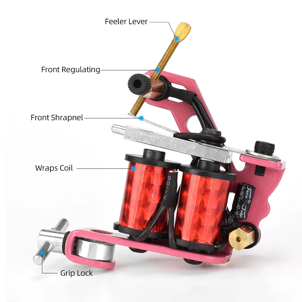 New Pink Wire Cutting 10 Wraps Coil Tattoo Machine Shader Liner Maquina De Tatuagem Tatto Gun for Tattooist Permanent Makeup