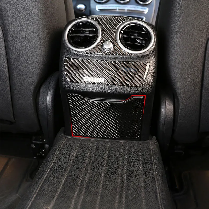 

Car Accessories Rear ashtray Anti-Kick Panel Carbon Fiber 3D Interior Sticker For Mercedes Benz C Class W205 C180 2016-2019
