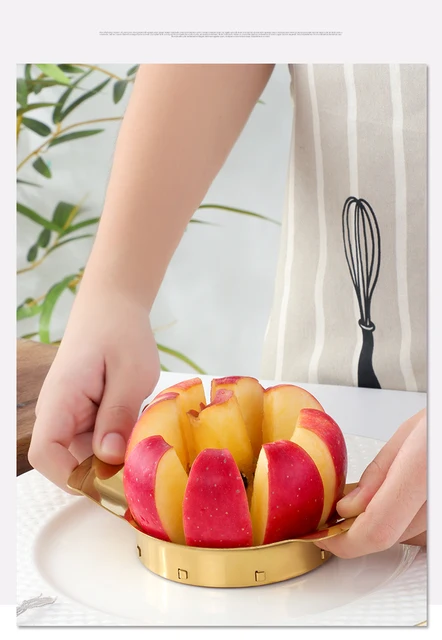 1pcs Gold Apple Cutter Slicer Stainless Steel Fruit Cutter Pear Peeler  Metal Vegetable Fruit Divider tools Bar Kitchen gadgets - AliExpress