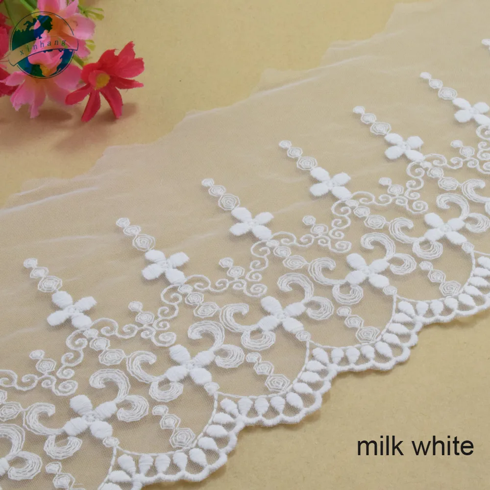 13 cm Breite Baumwolle Stickerei Weiße Spitze Nähen Band Guipure Trim Hochzeit Dekoration DIY Sofa Abdeckung Kleidung Zubehör # 4052 – Detail 3