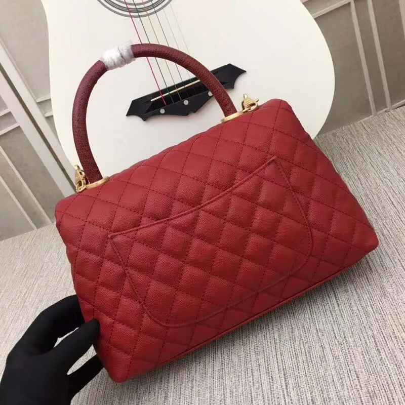 Red Роскошная новая стильная модная Высококачественная сумка из натуральной кожи с икрой золотая цепочка с клапаном женская сумка на плечо с ромбовидным принтом женские ручные сумки - Цвет: Red