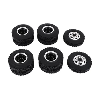 

Front Rear Rubber Low Loader Wheels with Aluminum Rims for Tamiya 1/14 Scale Tractor