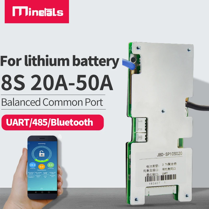 Умная 8S 24 В Плата защиты общего порта сбалансированный bluetooth BMS LiFePo4 может