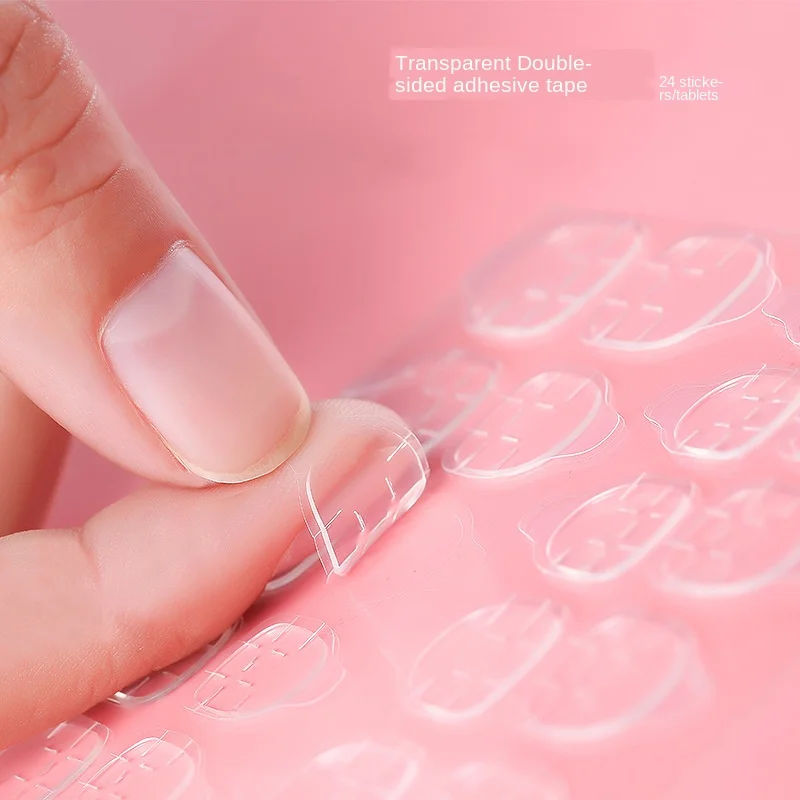 

Standard size nail glue double-sided adhesive transparent non marking nail glue invisible wear nail glue 12 paste 24 paste