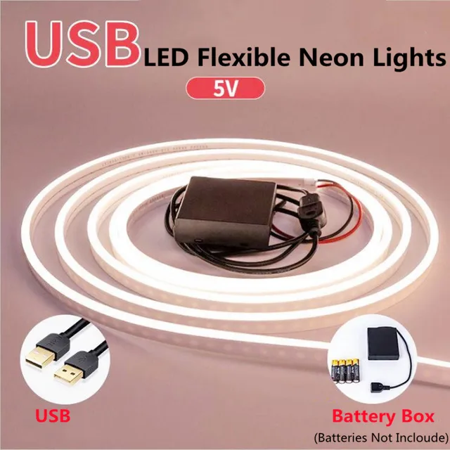 USB LED Streifen Licht mit Batterie Box DC5V Flexible Neon Zeichen