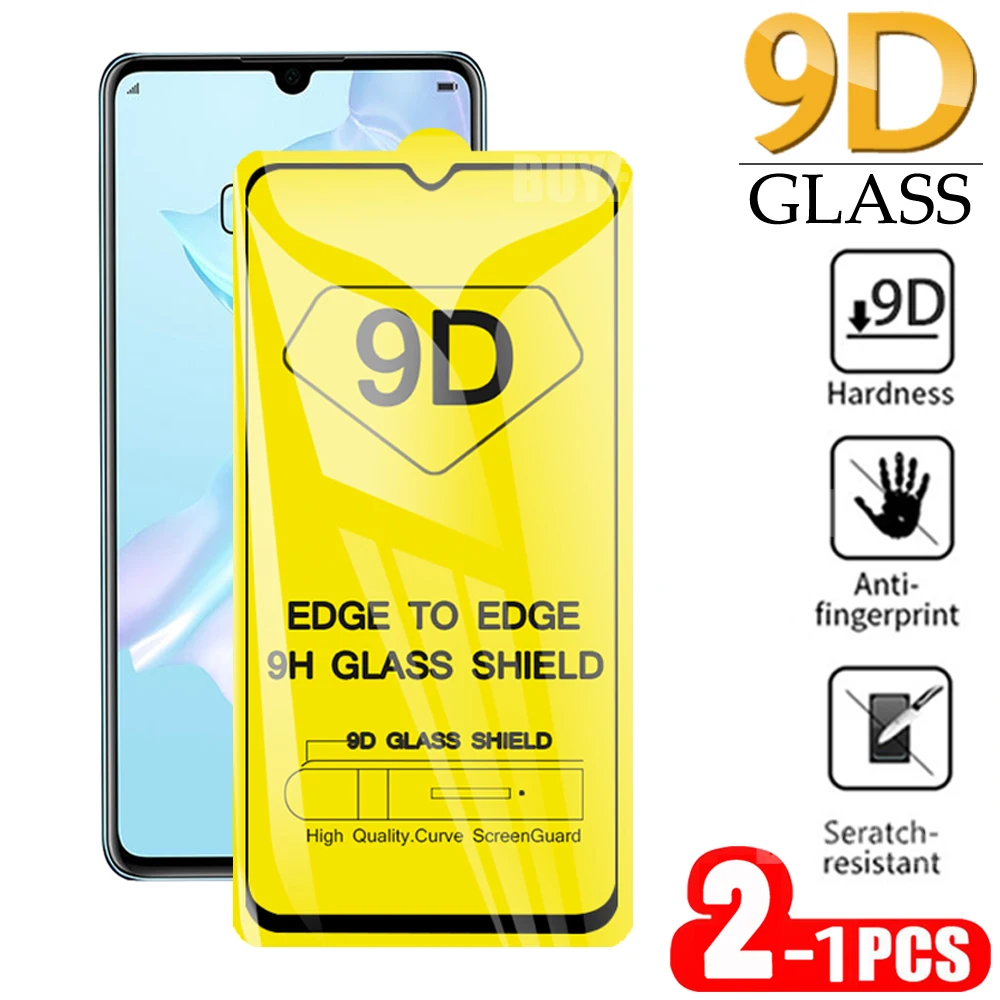 1 2 шт. 9D полное покрытие закаленное стекло для Huawei P40 P30 Lite Pro Защита экрана 5G 2020