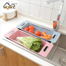 WOWCC, регулируемая сушилка для посуды, корзина для слива, мытье овощей, фруктов, пластиковая сушилка, органайзер для кухонных принадлежностей