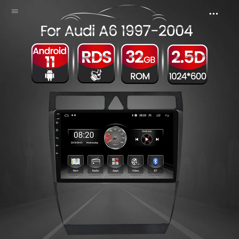 Головное устройство 4-х ядерный Авто Радио Android 11 для Audi A6 S6 RS6 1997-2003 2004 2.5D