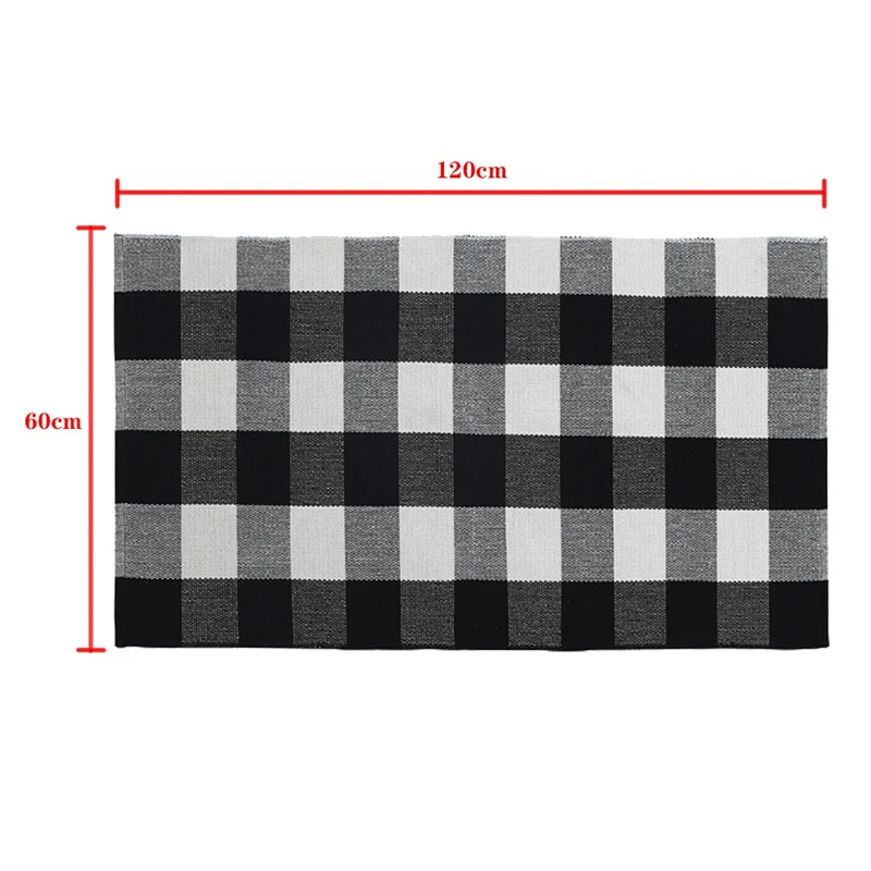 Kitchen Bathroom Cotton Plaid Rugs Black and White Checkered Rug Door Mat Rug Sponge Cleaner #5b25 (7)