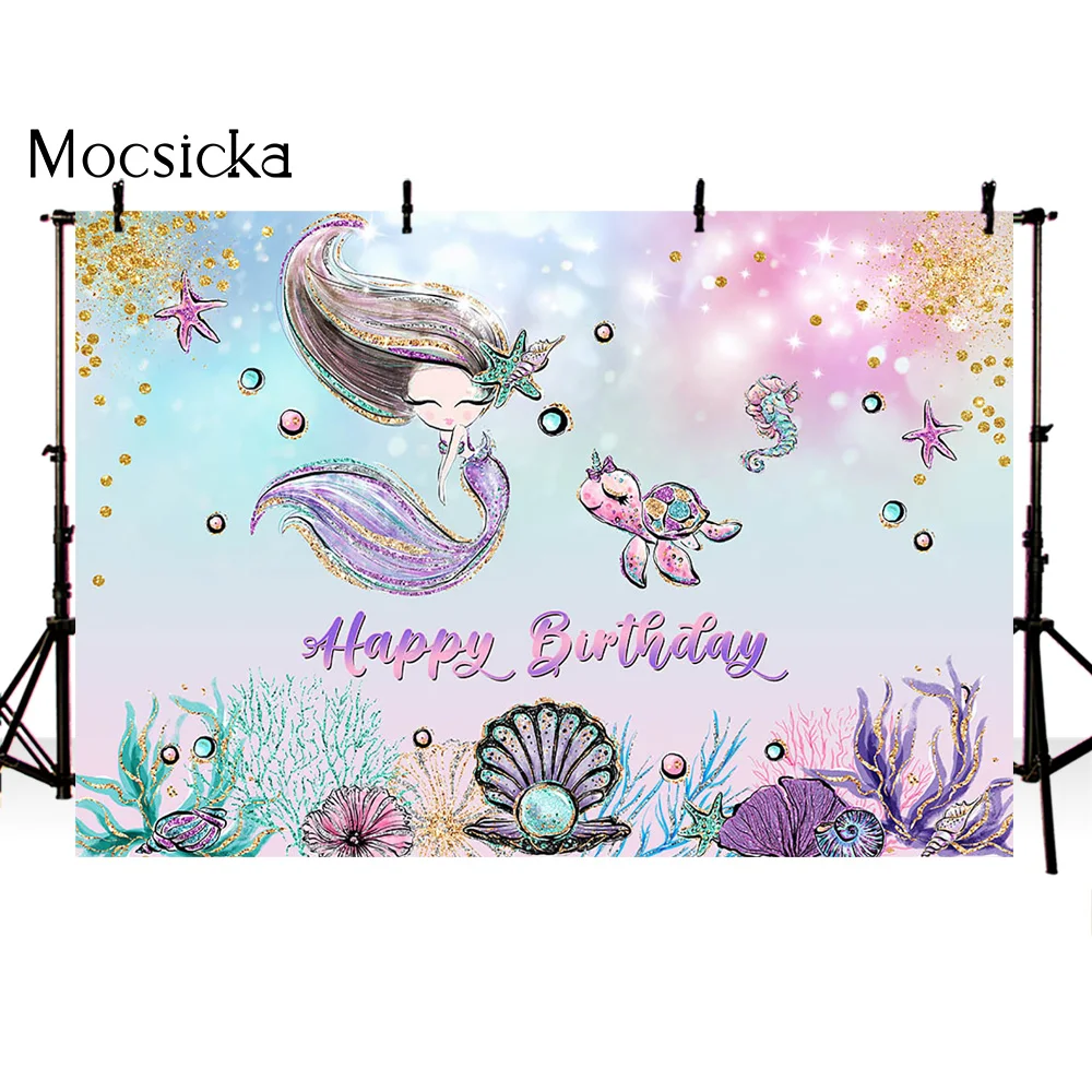 Mermaid Under Sea Bluey Backdrop Photography Ocean Castle Baby Shower Birthday Background Newborn Photo Studio Party Backdrops photo backdrop