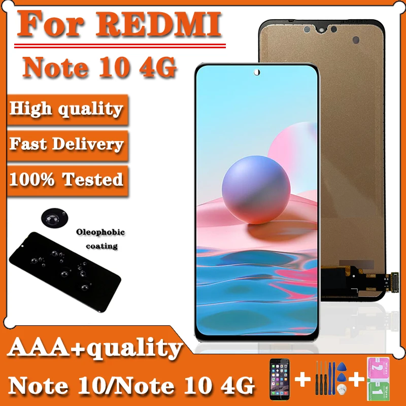 ЖК-дисплей с рамкой M2101K7AG для Xiaomi Redmi Note 10 4G сенсорная панель дигитайзером экрана