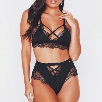 

New Women's Sexy Lingerie Bra & Brief Sets Underwear Deep V Neck Lace Bra G-string Babydoll Underwear Nightwear Apparel