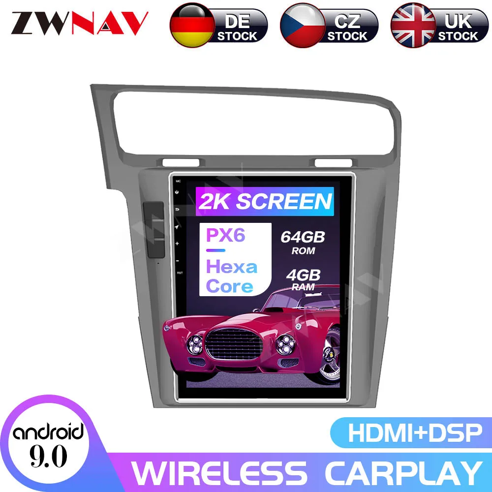 

Android 9.0 PX6 Vertical Tesla Screen Car Audio Car GPS Navigation For Volkswagen Golf 7 2013-2016 Head Unit Multimedia Player