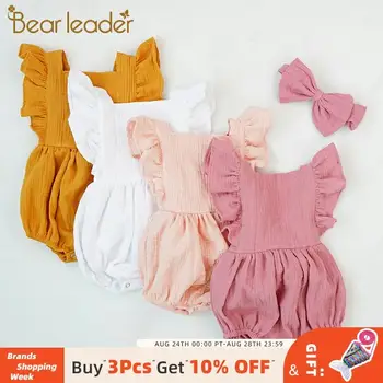 

Bear Leader Baby Girl Fashion Rompers New Summer Newbron Baby Kids Rompers Fly Sleeve Casual Solid Jumpsuits Infant Outfits