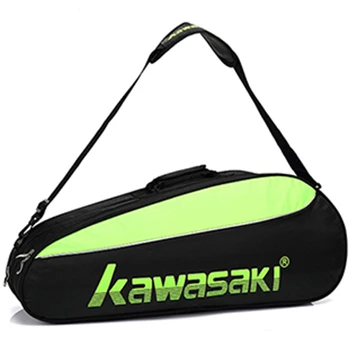 Green Сумка для бадминтона Kawasaki двухъярусная на одно плечо с 6 ракетами Теннисная ракетка обувь карманные Воланы тренировочные рюкзак для спортзала - Цвет: Green