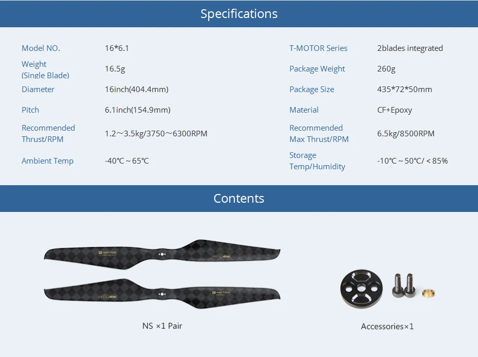 T-motor Multirotor Carbon Fiber 3rd Gen Ultra Light Propellers NS Series NS14*4.8 NS15*5 NS16*5.4 NS16*6.1 NS18*6 NS20*6.2 Prop 23