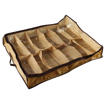 

12pair Zipper Closure Home Anti Moisture Large Capacity Universal Reusable Folding Dustproof Bag Washable Space Saving Shoes Box