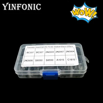

10 value 200pcs transistor box kit TO-92 BC327 BC337 2N2222 2N2907 2N3904 2N3906 S8050 S8550 A1015 C1815