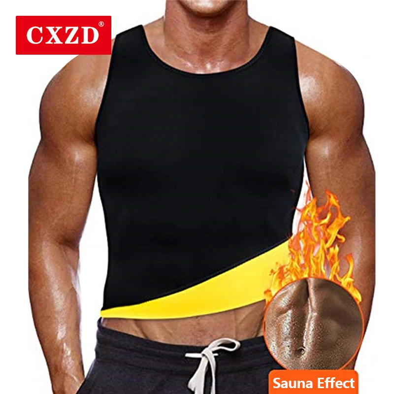 CXZD Men's Slimming Body Shaper Neoprene Sauna Sweat Vest Belt Belly Men Reducing Shaperwear Fat Burning Tank Tops Waist Trainer