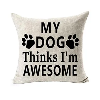 

Letters Printing Dog Foot Cushion Cover Throw Pillow Case Best Dog Lover Gifts Cotton Linen Throw Pillow Case Cushion Cover