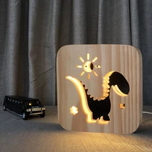 Деревянная лампа с животными, милая лампа, 3D USB светодиодный настольный светильник, переключатель управления, резьба по дереву, лампа для детской комнаты, украшение, Прямая поставка