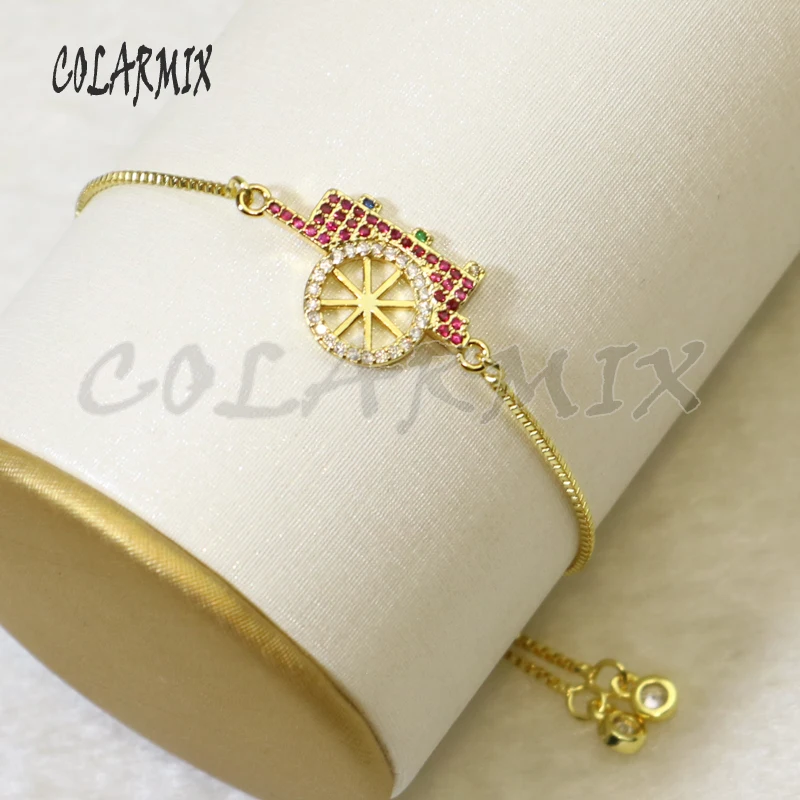 10 шт. шармы на колесиках, браслеты с кристаллами, круглые шармы с цирконием, аксессуары соединители, браслеты с драгоценными камнями для женщин 56022