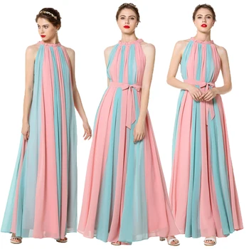 

Fashion Women Long Dress Summer Chiffon Party Maxi Dresses Sexy Ladies Casual Formal Gown Prom Belted Dress 2020 Vestidos