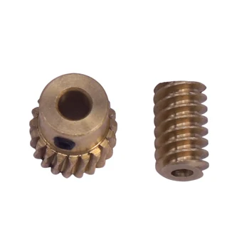

2Pcs 0.5 Modulus Small Reduction Ratio Of 1:10 Motor Output Copper Worm Wheel Gear for DIY Box