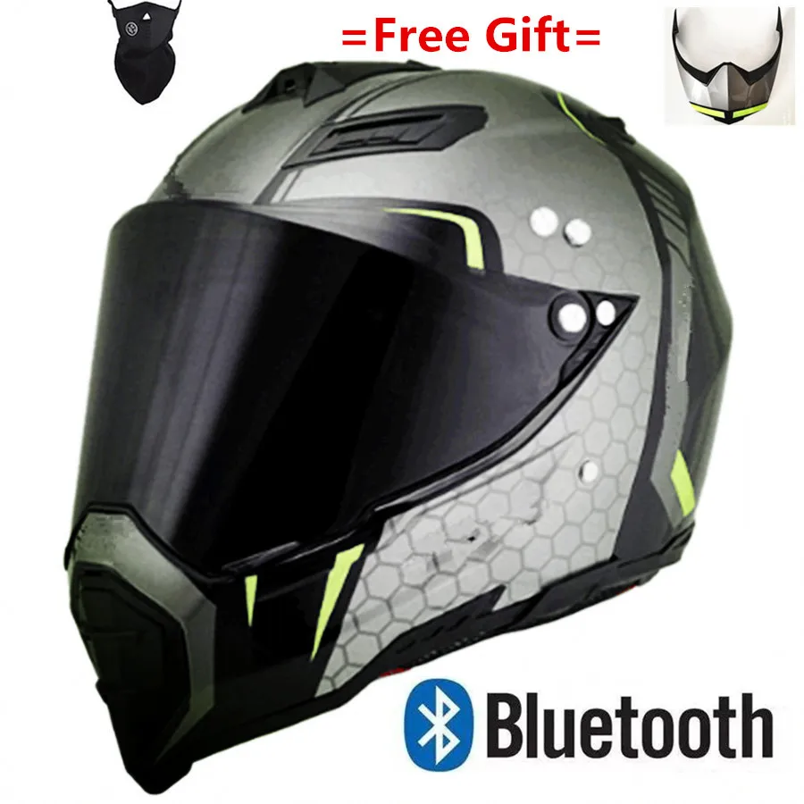 DOT Solid Matt Black Motorcycle Helmet Full Face Scooter Crash Motorbike Safety with bluetooth - Цвет: BT-686c-22-dark