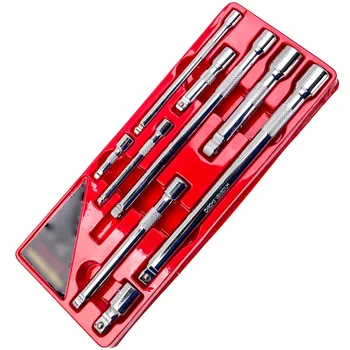 

9PC Drive Square 1/4" 3/8" 1/2" Car Wobble Socket Extension Bar Hand Tool Set Ki