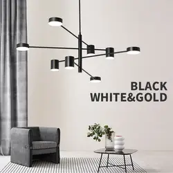 Современная мода черный золотой белый длинный Светодиодный Потолочный подвесной светильник люстра лампа для зала кухни гостиной Лофт