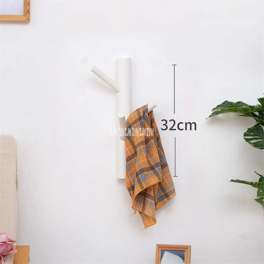 white 3-hook ND171129 Современная Гостиная вешалка в качестве украшения Настенная елка шляпа стойка креативная бамбуковая одежда дерево твердая древесина настенная вешалка для пальто - Цвет: white 3-hook