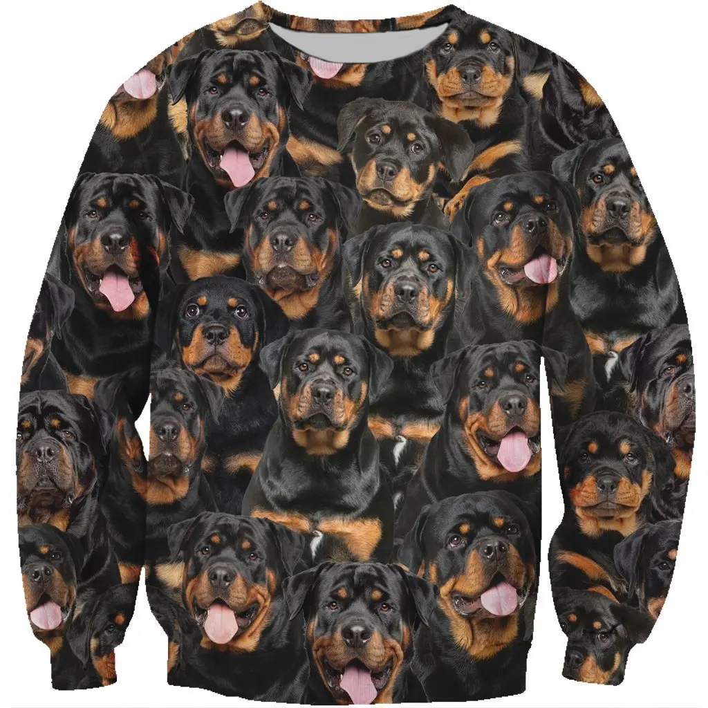 

You Will Have A Bunch Of Rottweilers Pets Sweatshirt 3D Print Unisex Spring/Autumn Fashion Dogs Long-sleeved Round Neck