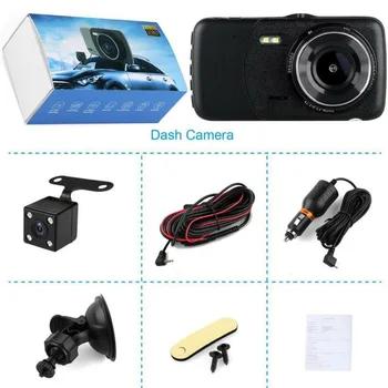 

Accessories Dash cam Set 4\" Front Rear 1080P Black Rearview Night vision