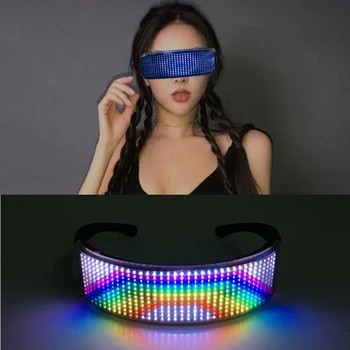 

2020 Party LED Glasses Disco Bar Dynamic Flashing LED Glasses Bluetooth APP Customizable Light Up Glass USB Charging Halloween